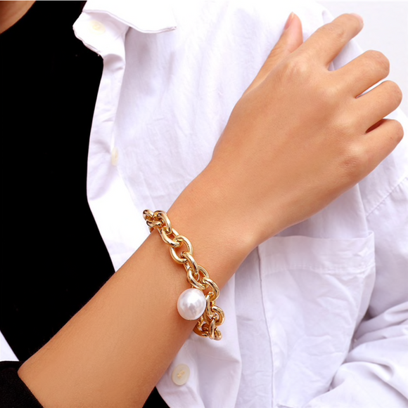 Goldtone Imitation Pearl Bracelet
