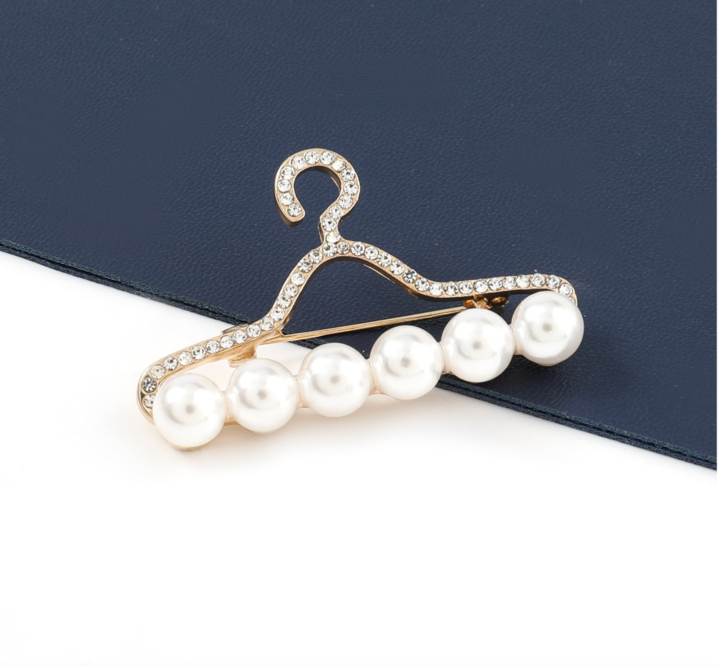 Goldtone Imitation Pearl Clothes Hanger Brooch