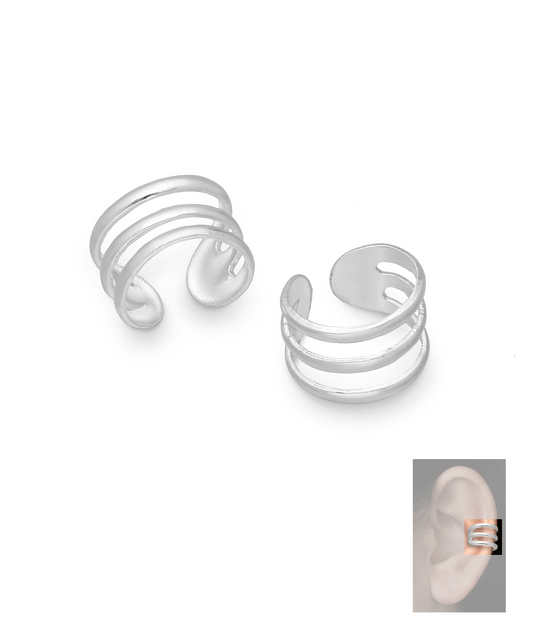 Sterling Silver Triple Band Ear Cuffs