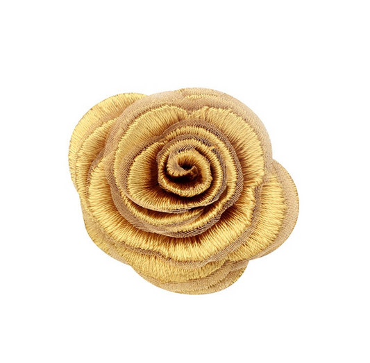 Yellow Fabric Rose Brooch