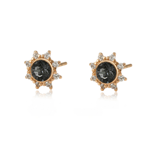 Goldtone Silvernight Swarovski Crystal Sun Stud Earrings