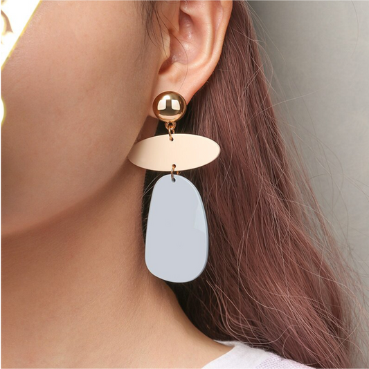 Blue Beige Pastel Organic Shaped Drop Earrings