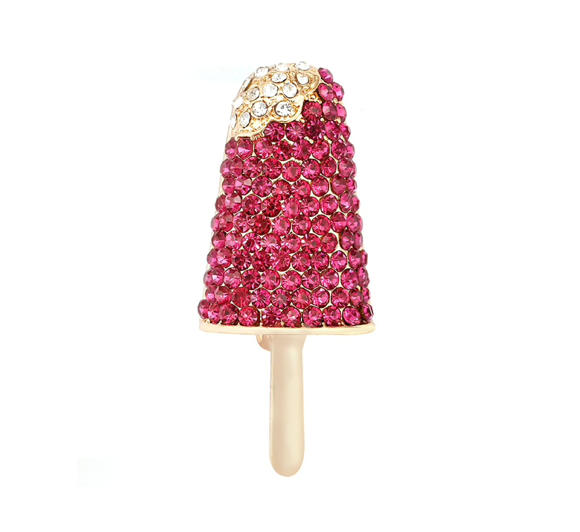 Pink Crystal Goldtone Popsicle Brooch