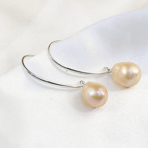 Peach Freshwater Pearl Threader Earrings