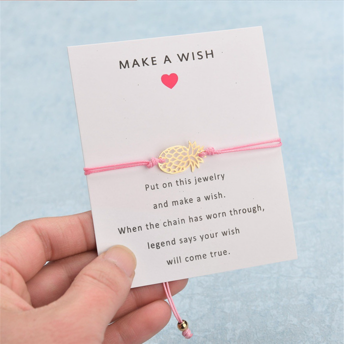 Pink Goldtone Pineapple Make A Wish Bracelet