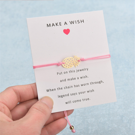 Pink Goldtone Pineapple Make A Wish Bracelet