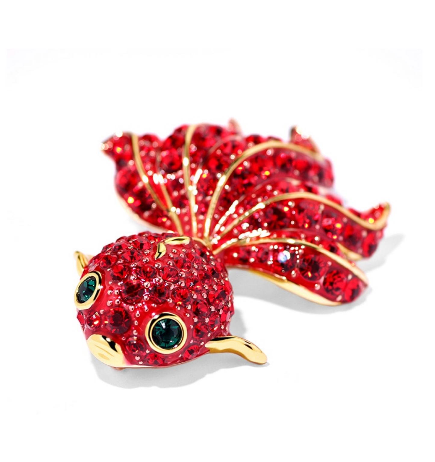 Red Crystal Fish Brooch