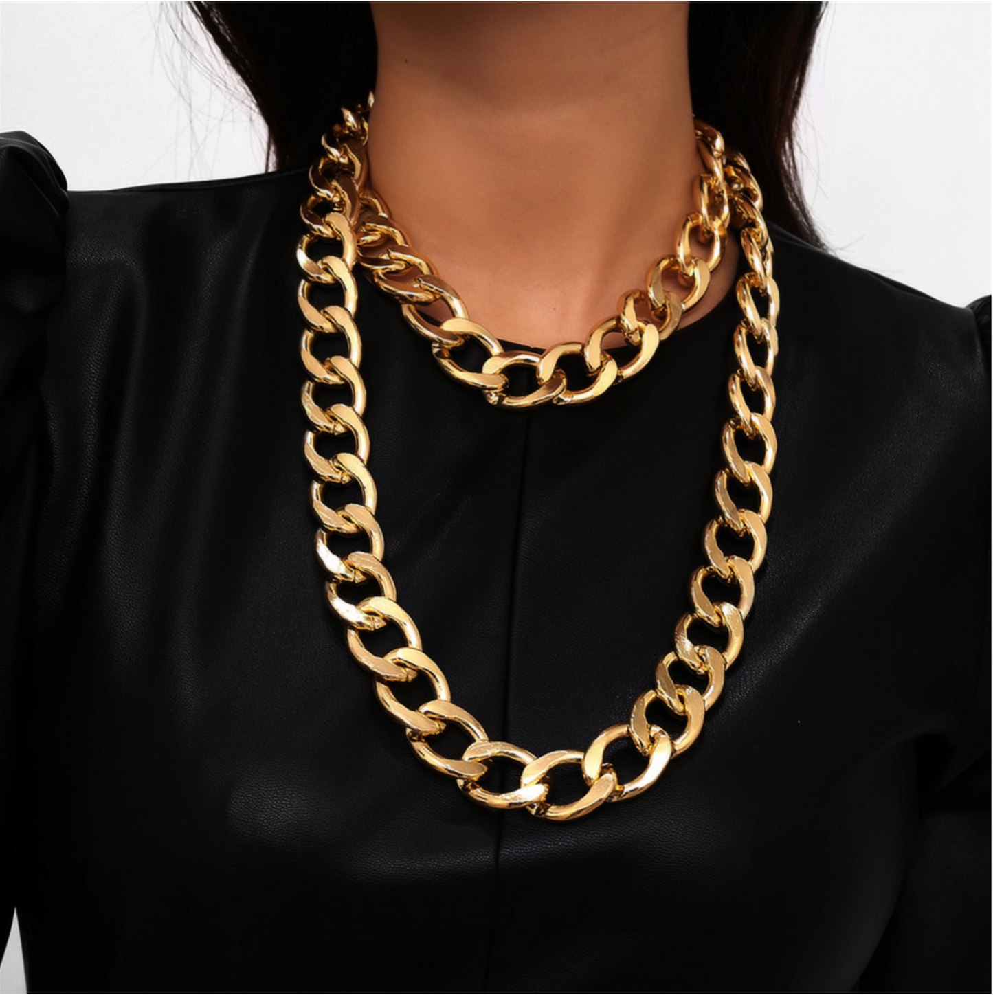 Goldtone Chunky Chain Layered Necklace