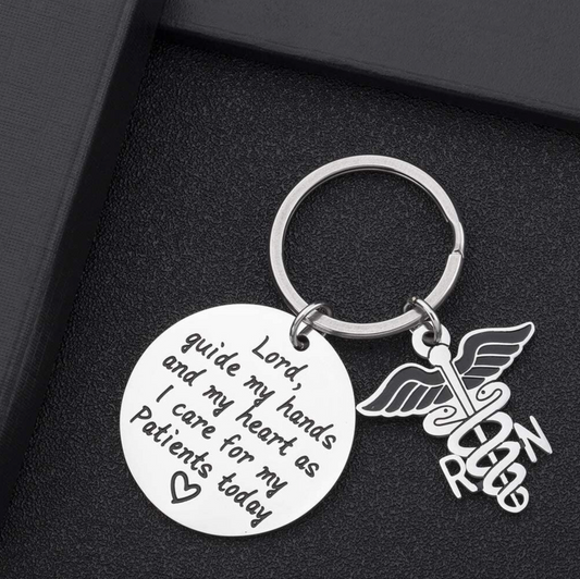 Silvertone Nurses Prayer Keychain