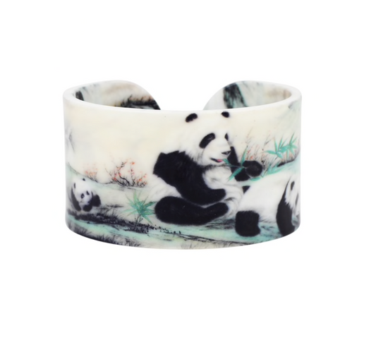 White Happy Pandas Cuff Bracelet