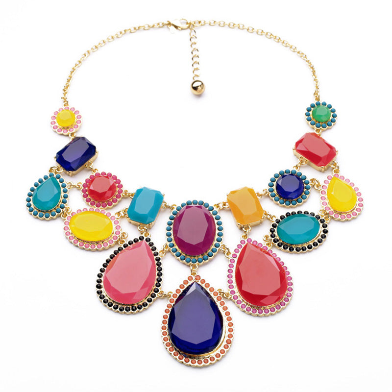 Multi Colored Statement Bib Necklace