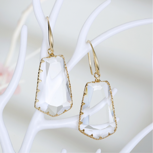 Goldtone Clear Crystal Drop Earrings