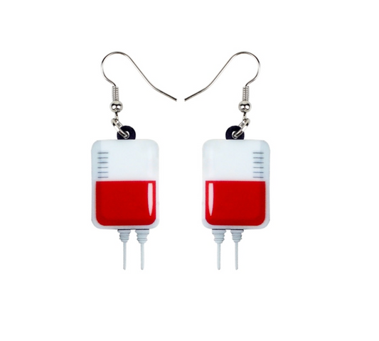 Blood Bag Acrylic Drop Earrings