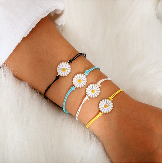 Multi Colored Daisy Bracelet Set