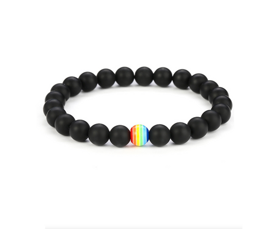 Onyx Rainbow Beaded Stretch Bracelet