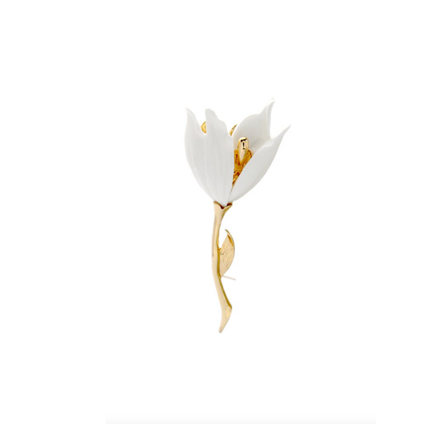 White Goldtone Lily Brooch