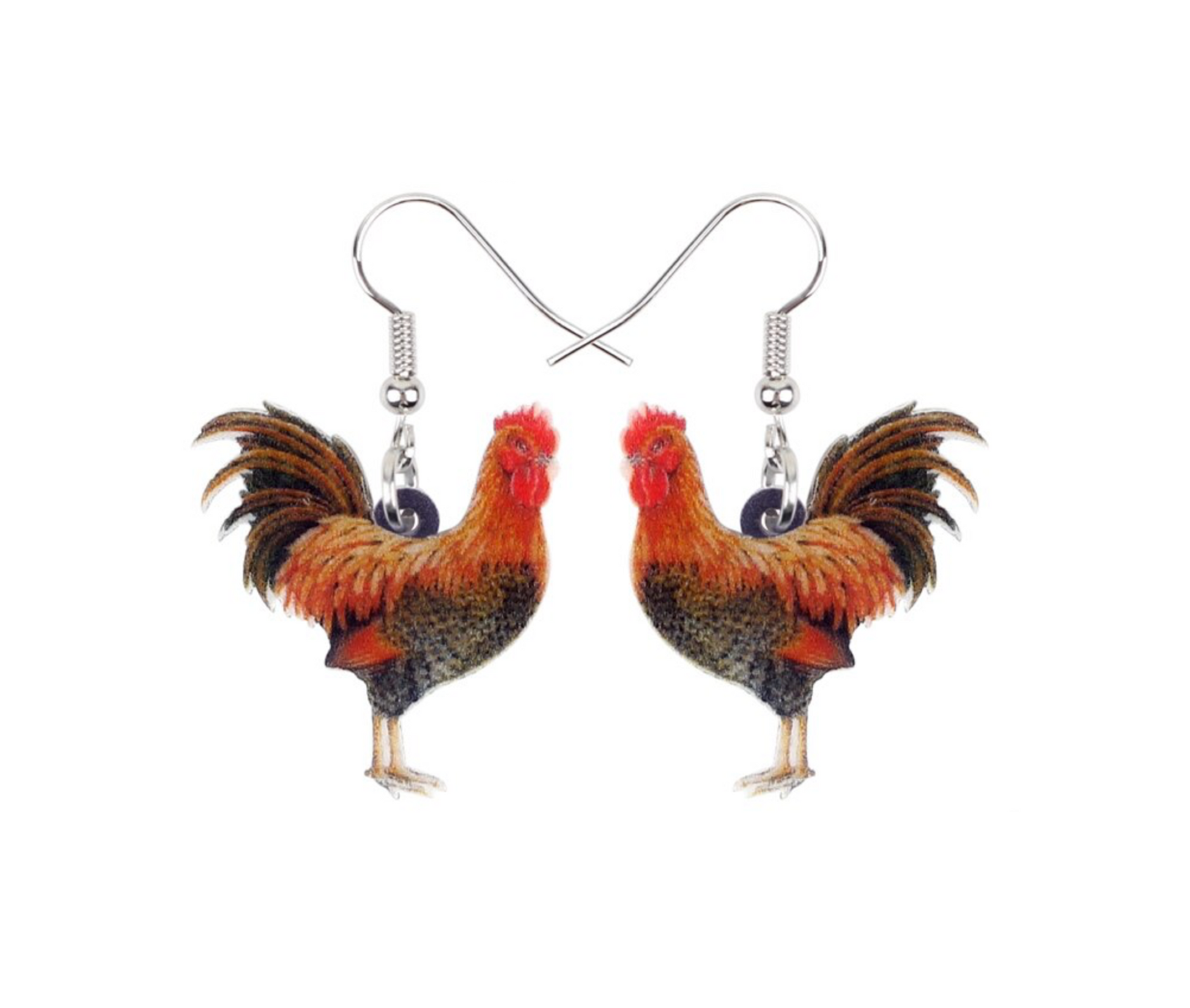 Red Rooster Acrylic Drop Earrings
