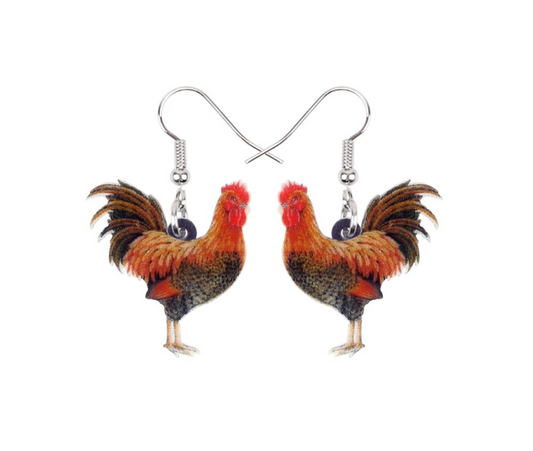 Red Rooster Acrylic Drop Earrings