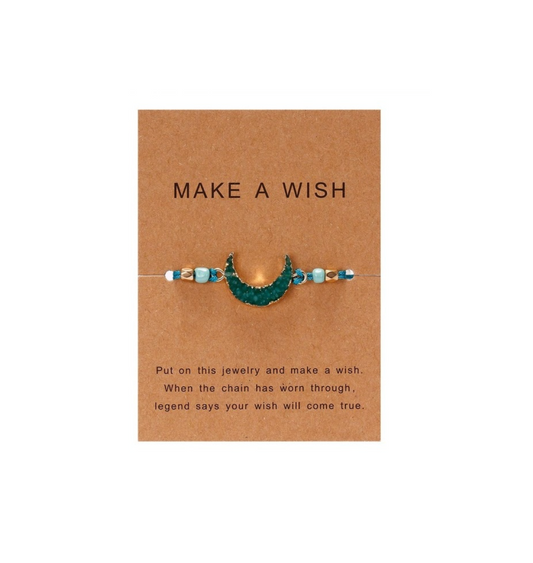 Green Crescent Moon Make A Wish Bracelet
