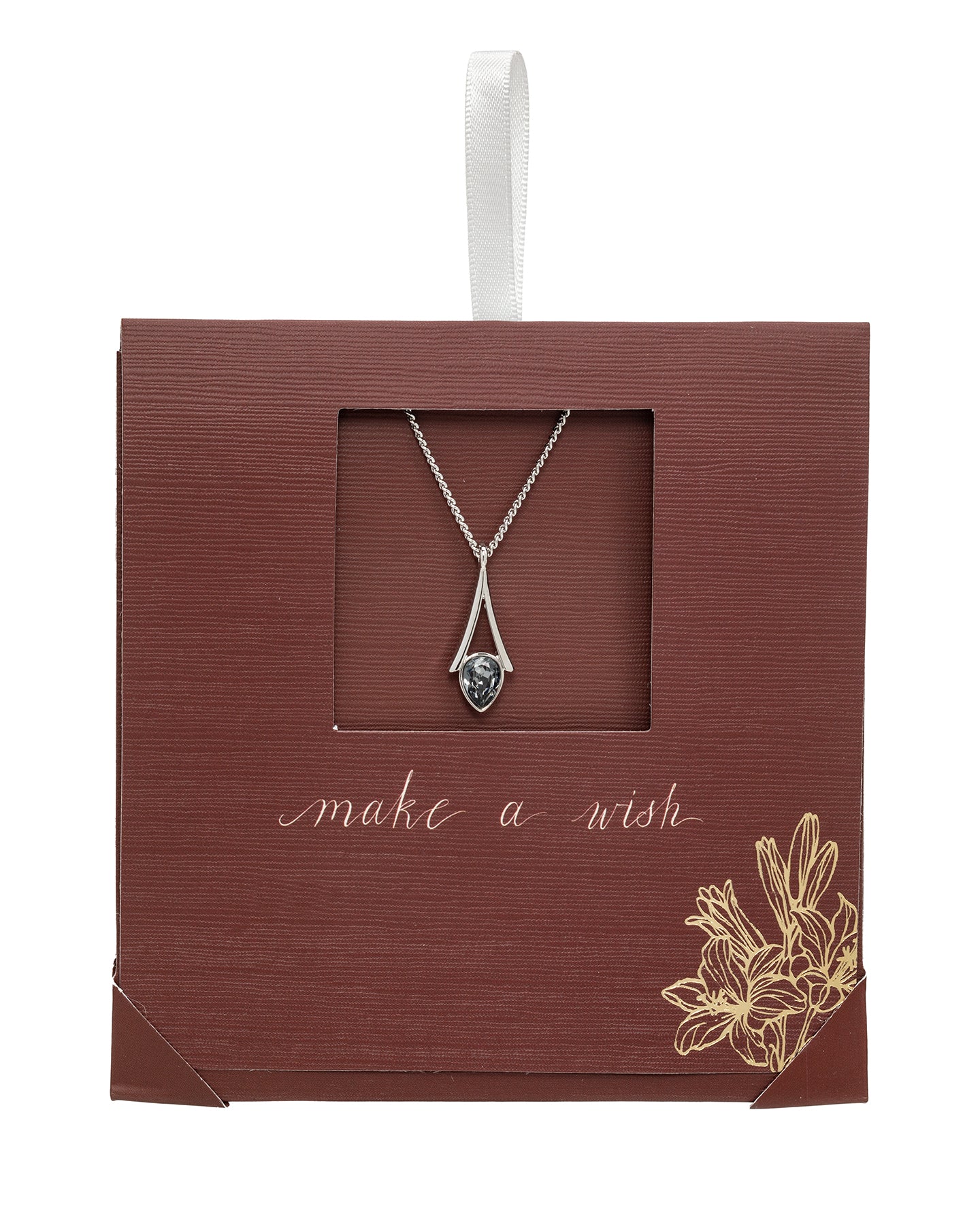 Silvernight Modern Swarovski Crystal Teardrop Pendant Necklace