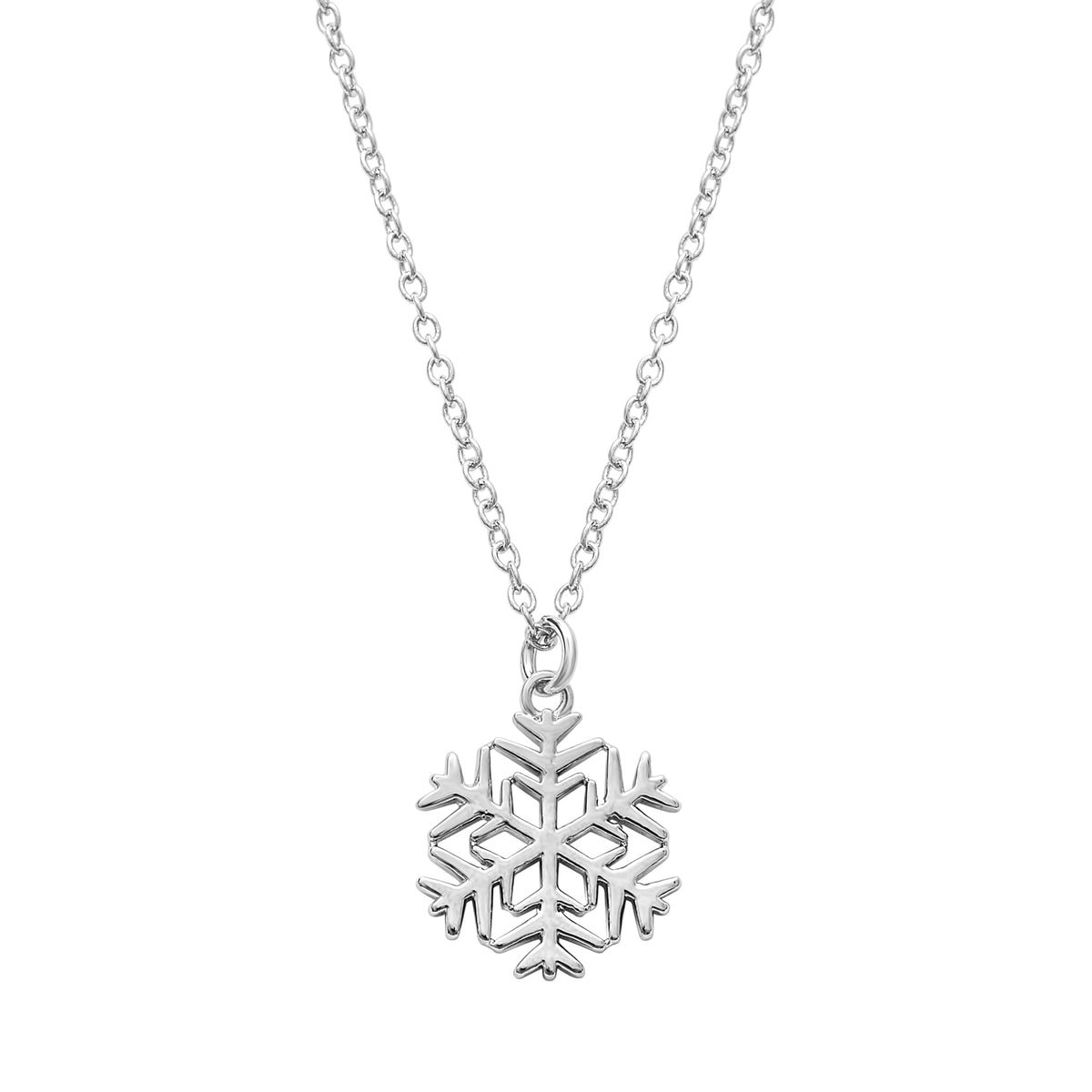 Silver-tone snowflake pendant necklace with a delicate winter-inspired design