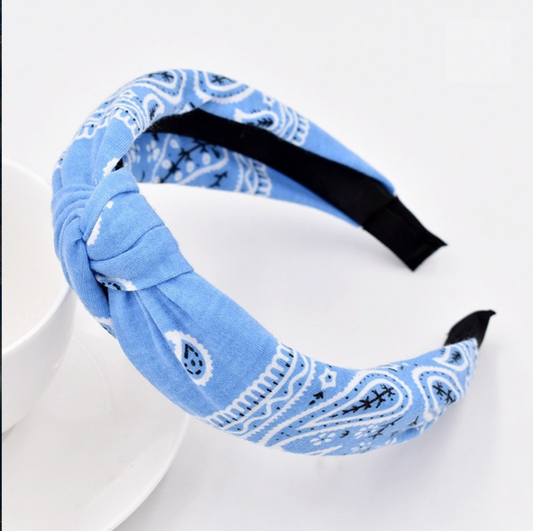 Light Blue Bandana Twisted Headband