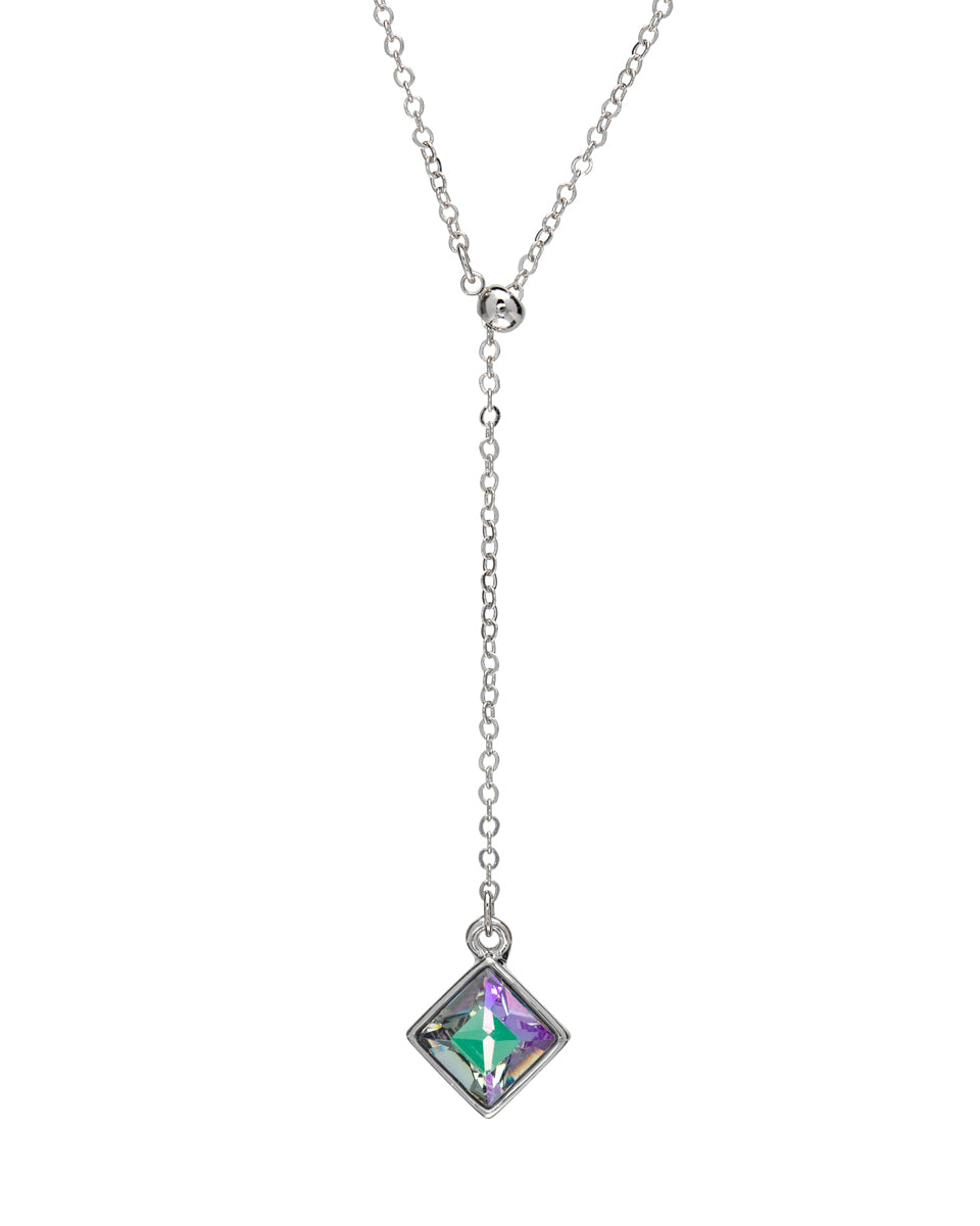 Paradise Shine Square Drop Pendant Necklace With Swarovski Crystals
