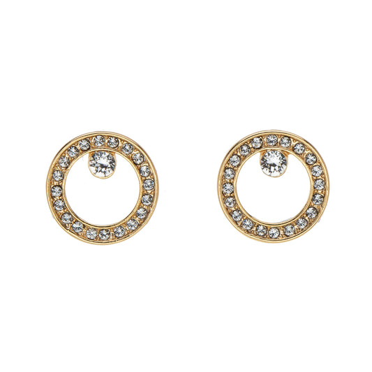 Goldtone Clear Swarovski Crystal Open Circle Stud Earrings