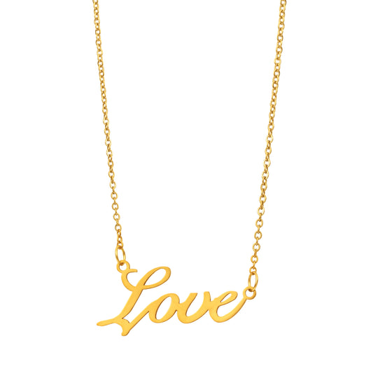 Goldtone Stainless Steel Love Pendant Necklace