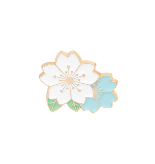 White Blue Flowers Brooch