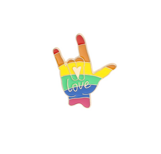 Multi Colored Love Sign Language Pin Brooch