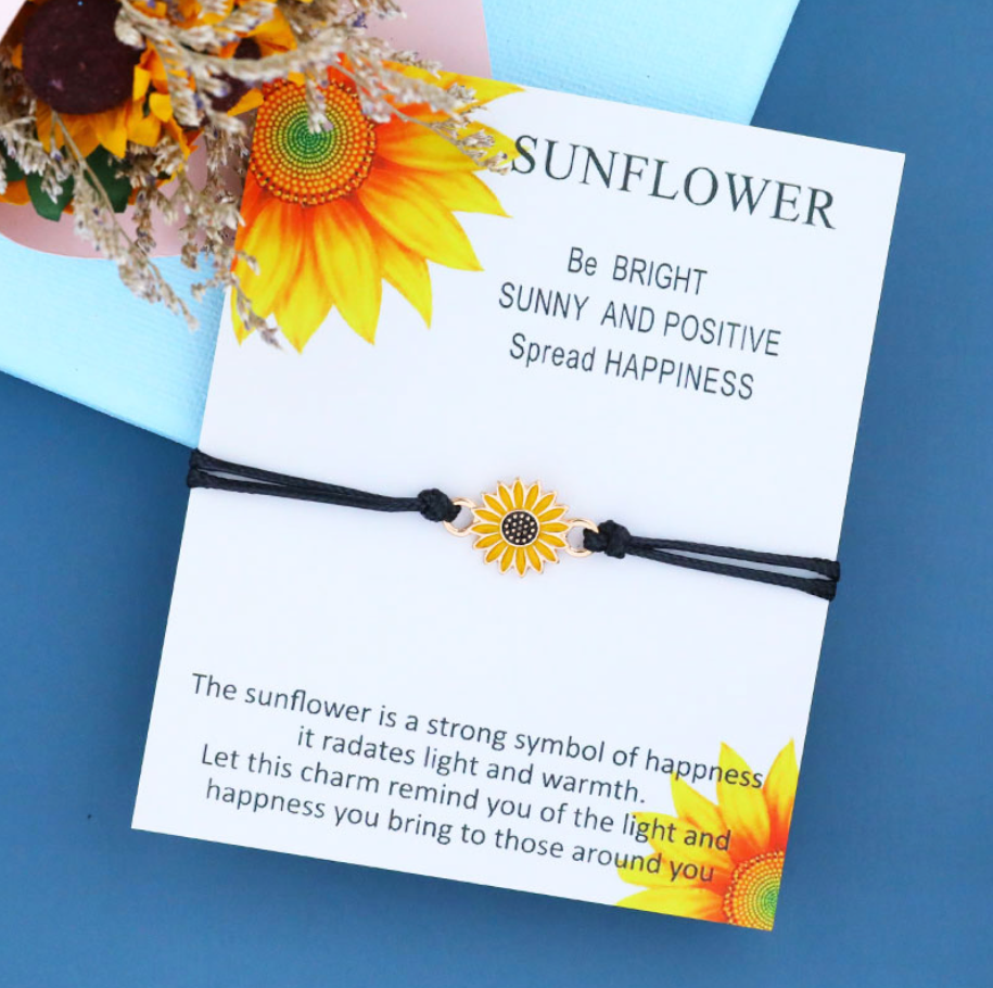 Black Yellow Sunflower Bracelet