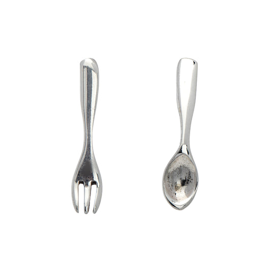 Sterling Silver Spoon Fork Stud Earrings