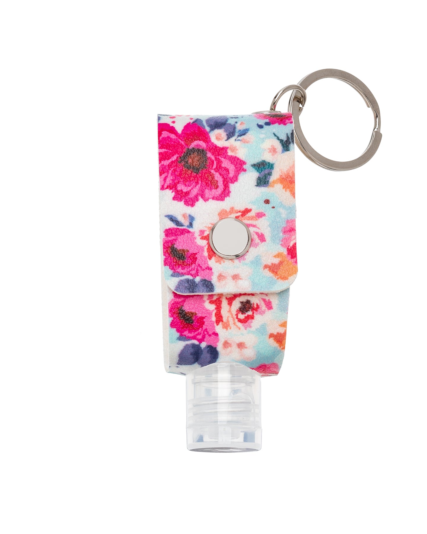 Pink Floral Hand Sanitizer Key Chain With Empty 30 Ml Bottle