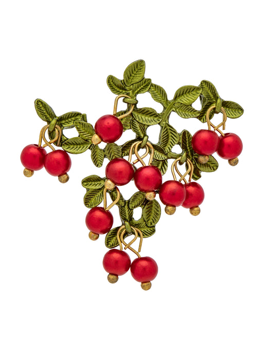 Red Berries On Branch Brooch