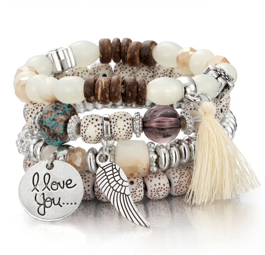 White I Love You Stretch Bracelet Set Of 3