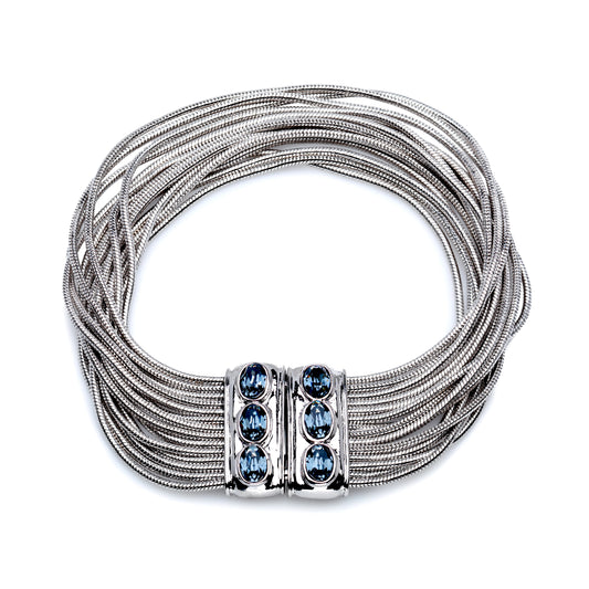 Silvertone Silvernight Multi Strand Bracelet With Swarovski Crystals