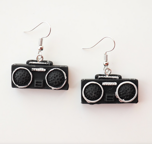 Black Radio Drop Earrings