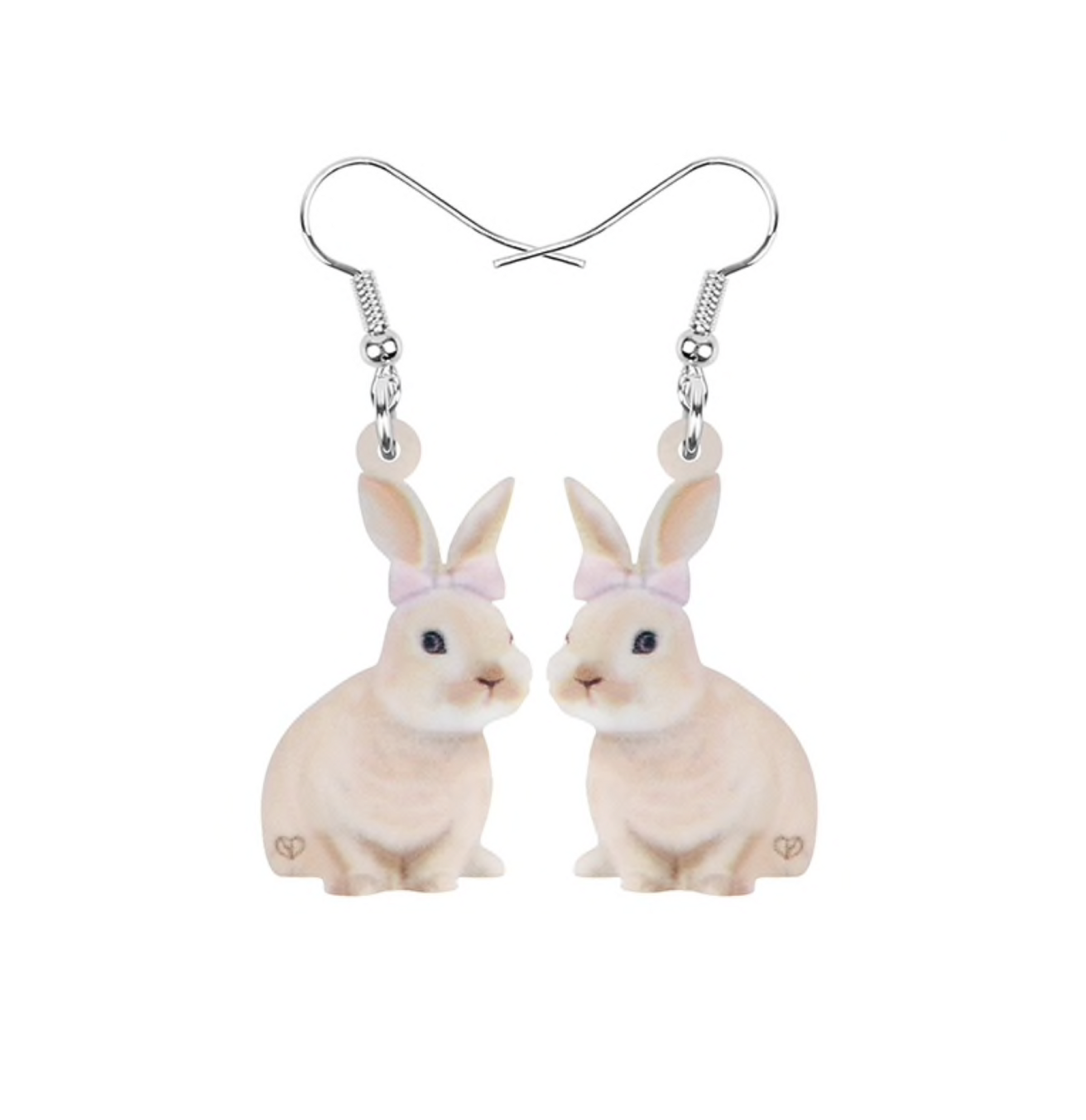 Bunny With Pink Bow Drop Earrings