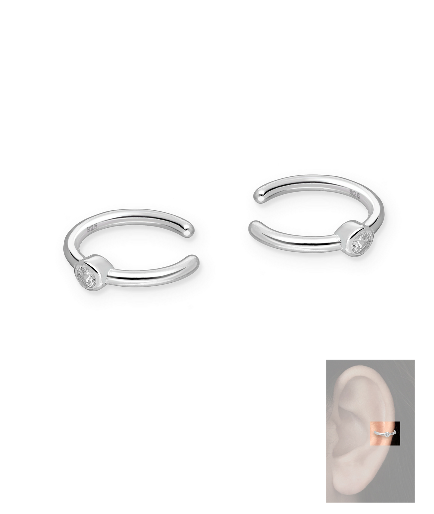 Sterling Silver Cubic Zirconia Ear Cuffs