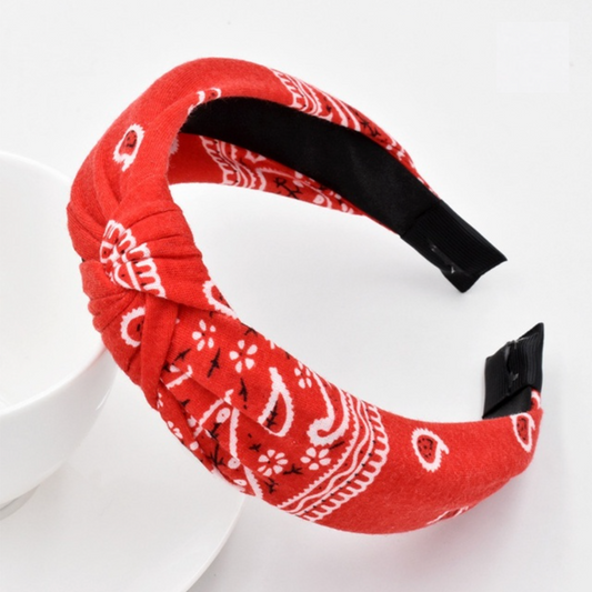 Cherry Red Bandana Twisted Headband