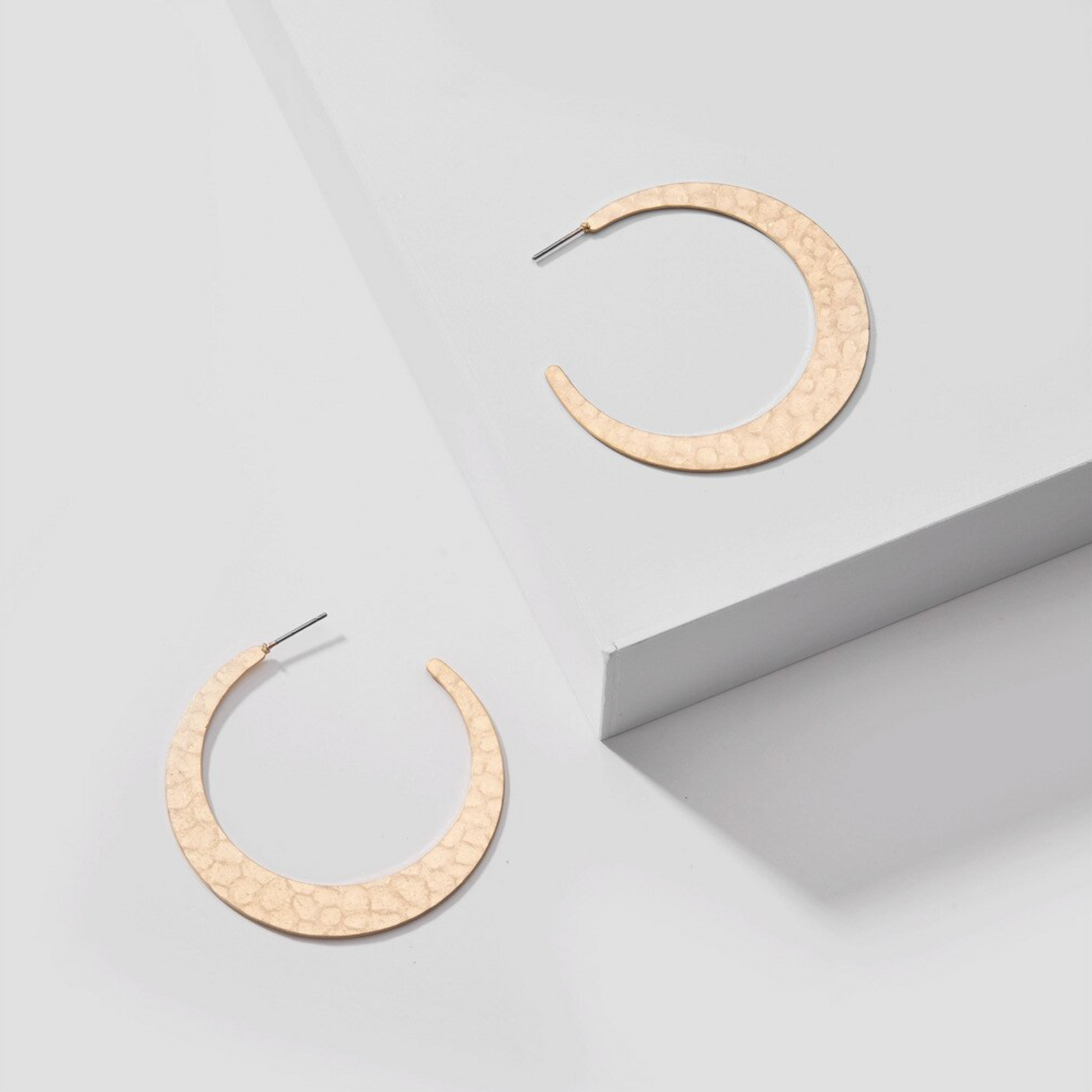 Goldtone Hammered Hoop Earrings