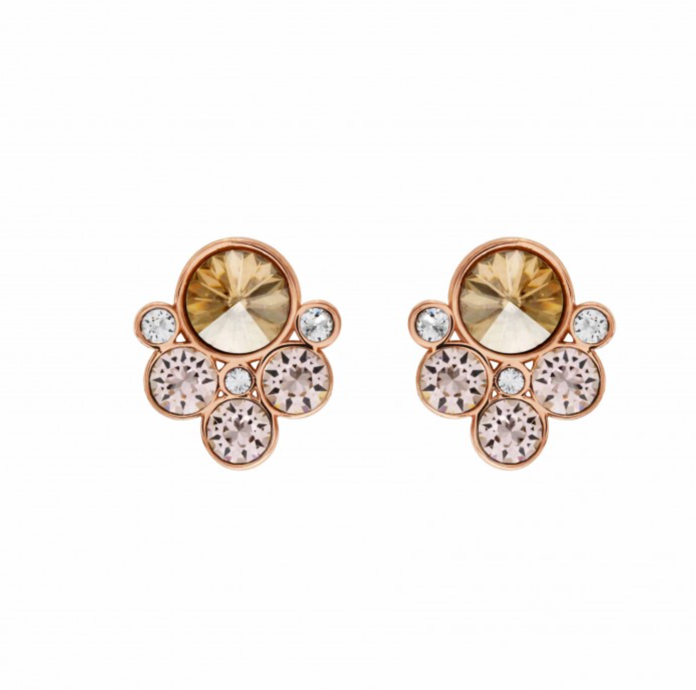 Topaz Rose Goldtone Swarovski Crystal Clustered Stud Earrings