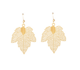 Goldtone Openwork Leaf Drop Earrings