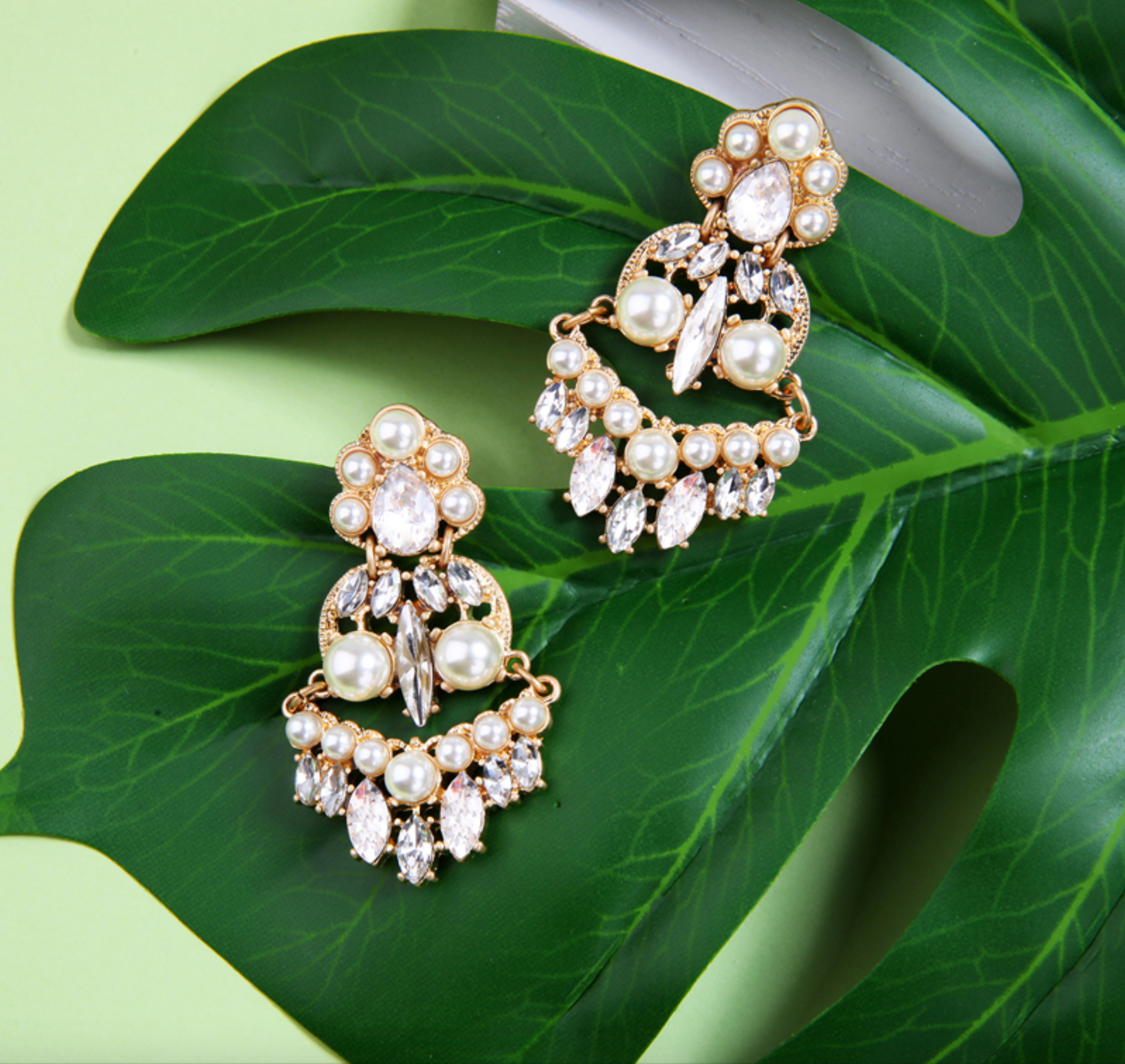 Goldtone Imitation Pearl Chandelier Drop Earrings